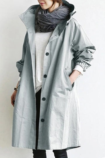 Wearclo | Waterproof and windproof trench coat for women with hood