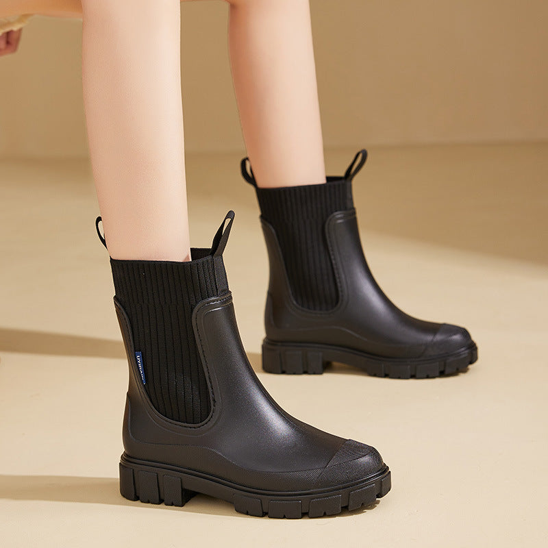 Wearclo | Waterproof Rubber Boots for Women | Height-Increasing Platform & Slip-Resistant PVC