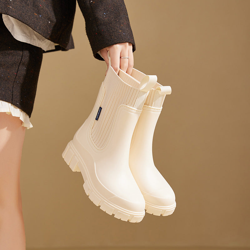 Wearclo | Waterproof Rubber Boots for Women | Height-Increasing Platform & Slip-Resistant PVC