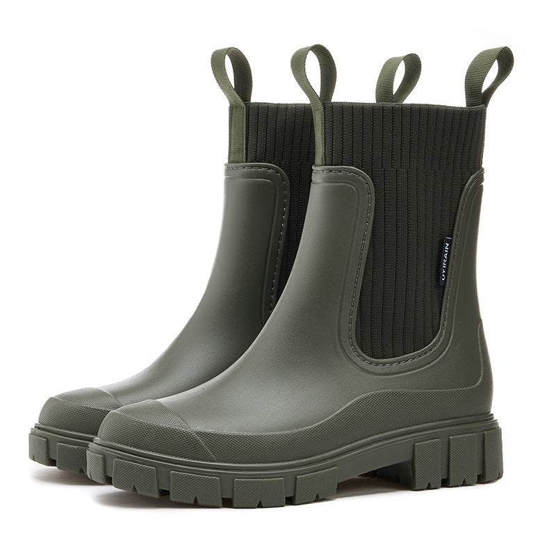 Wearclo | Waterproof Rubber Boots for Women | Height-Increasing Platform & Slip-Resistant PVC