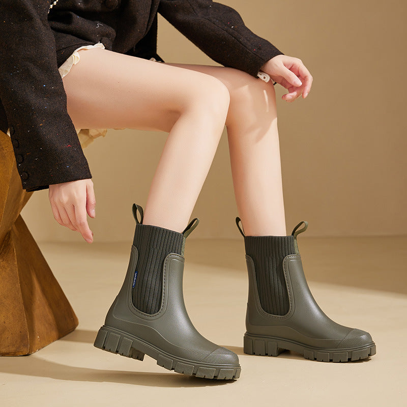 Wearclo | Waterproof Rubber Boots for Women | Height-Increasing Platform & Slip-Resistant PVC