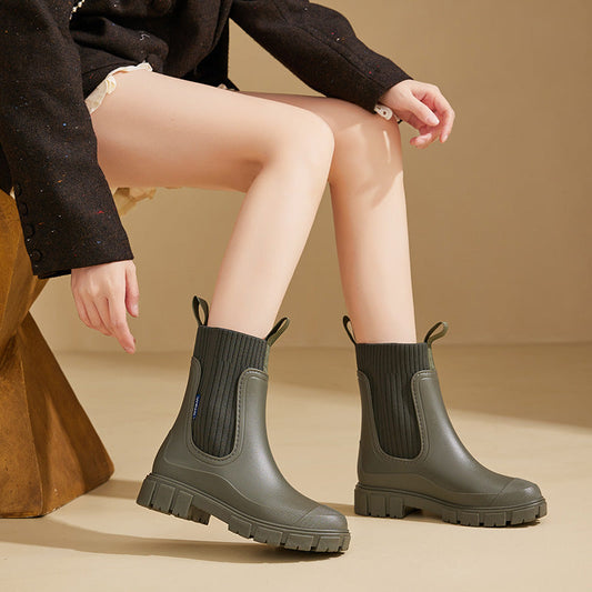 Wearclo | Waterproof Rubber Boots for Women | Height-Increasing Platform & Slip-Resistant PVC