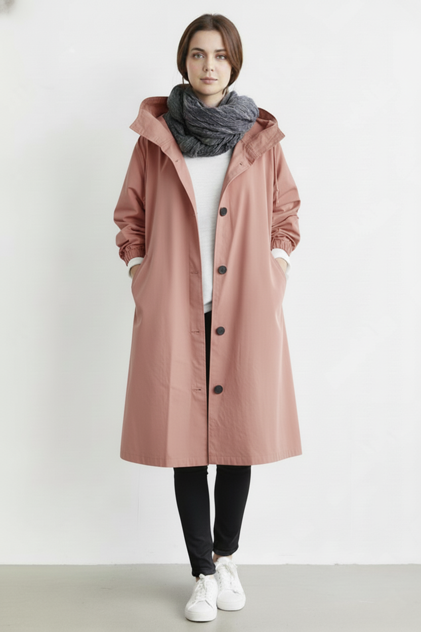 Wearclo | Wind and Waterproof Trench Coat for Women – With Hood for Autumn & Winter