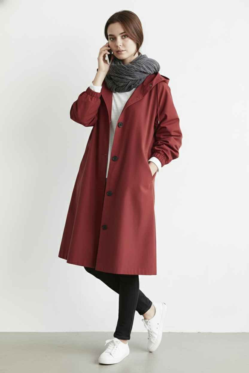 Wearclo | Wind and Waterproof Trench Coat for Women – With Hood for Autumn & Winter