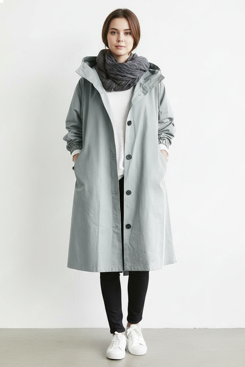 Wearclo | Wind and Waterproof Trench Coat for Women – With Hood for Autumn & Winter