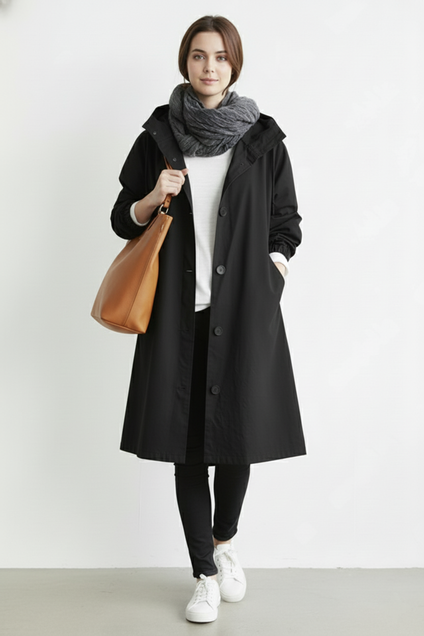 Wearclo | Wind and Waterproof Trench Coat for Women – With Hood for Autumn & Winter