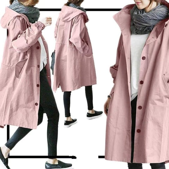 Wearclo | Windproof Women's Trench Coat with Hood