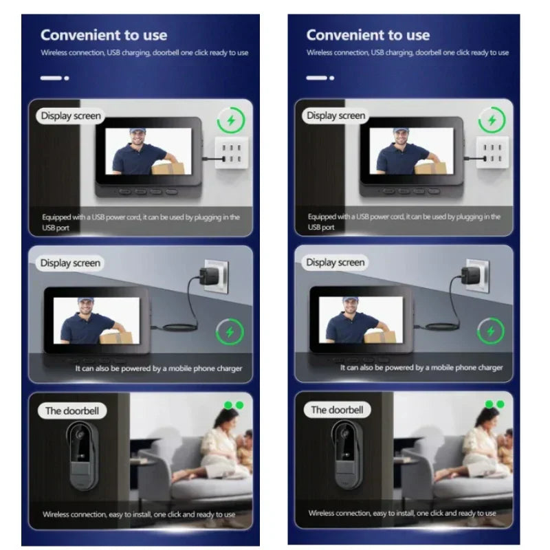 Wearclo | Wireless Video Doorbell with Intercom and HD Night Vision – 4.3” IPS Display, Waterproof