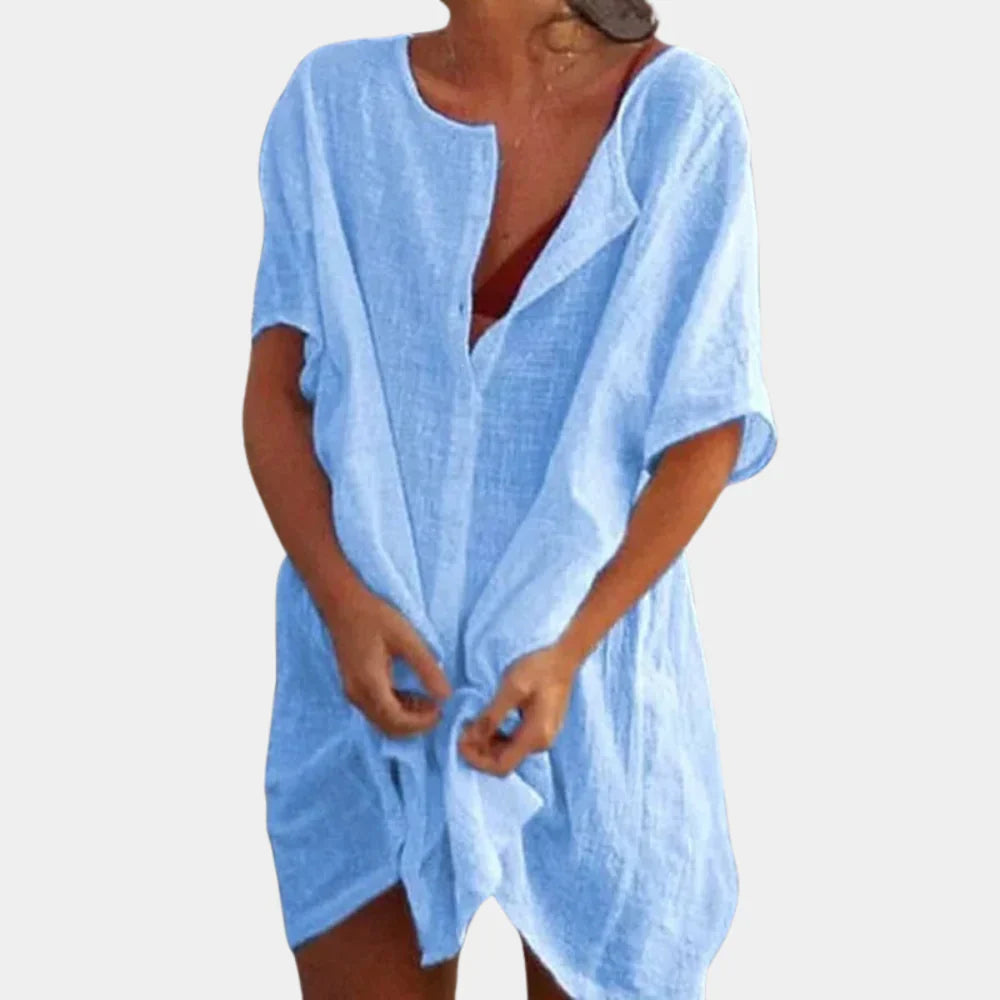 Wearclo | Women's Beach Cover-Up Shirt Dress Loose Fit