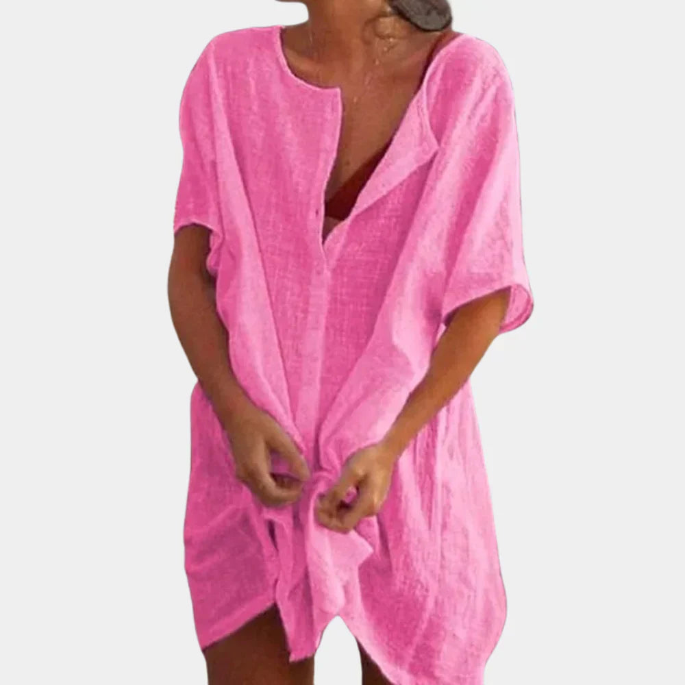 Wearclo | Women's Beach Cover-Up Shirt Dress Loose Fit