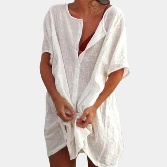 Wearclo | Women's Beach Cover-Up Shirt Dress Loose Fit