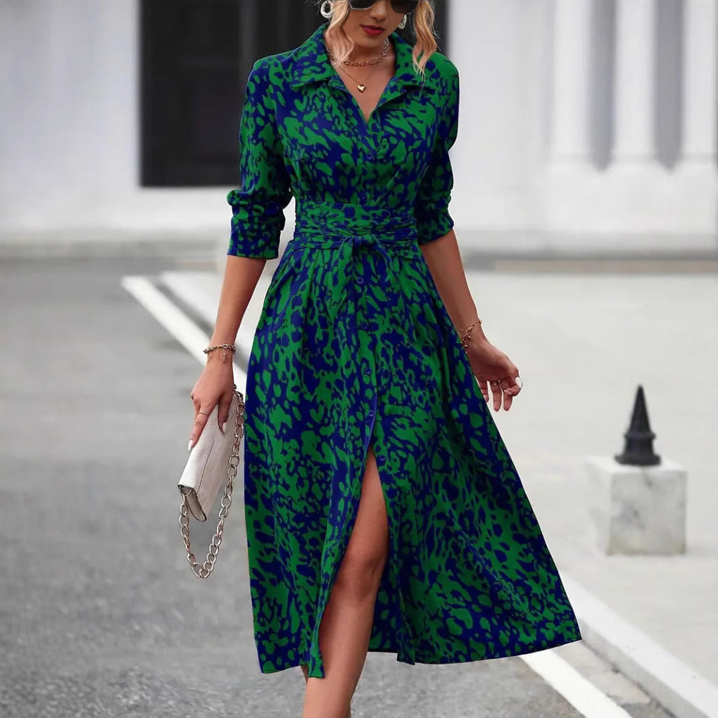 Wearclo | Women's Belted Midi Shirt Dress