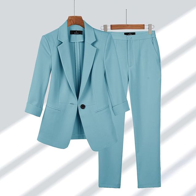 Wearclo | Women's Blazer and Trousers Suit with Notched Lapel