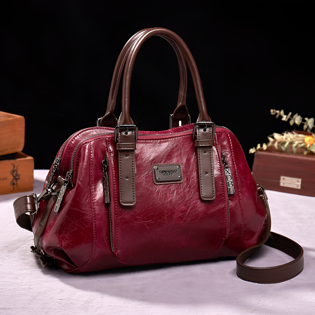 Wearclo | Women's Boston Handbag with Embossed Croc Texture