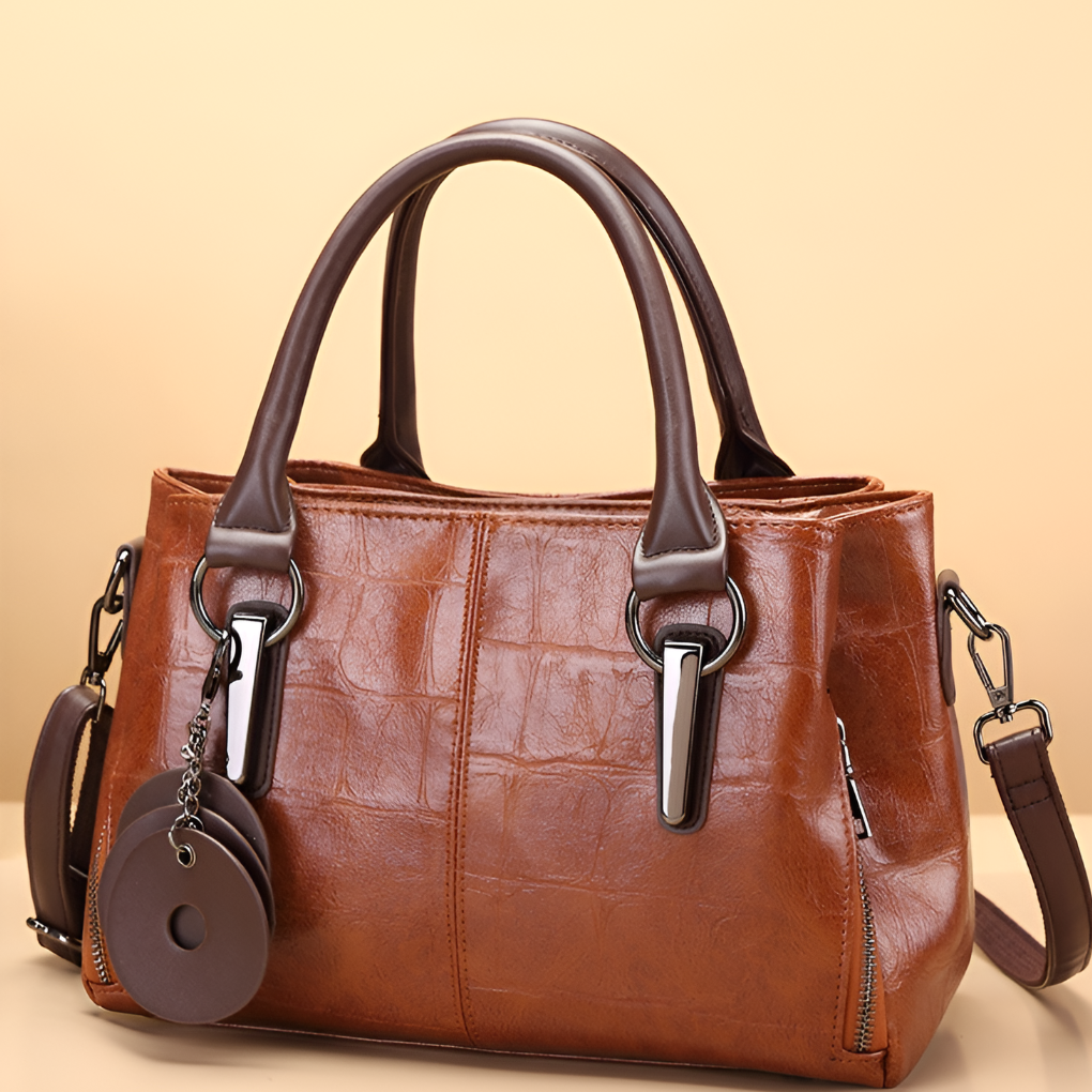 Wearclo | Women's Boston Handbag with Embossed Croc Texture