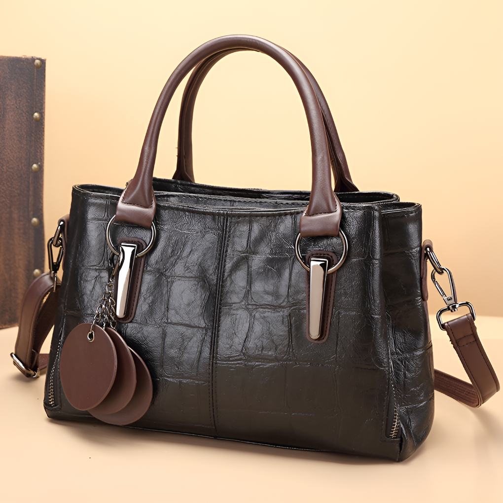 Wearclo | Women's Boston Handbag with Embossed Croc Texture