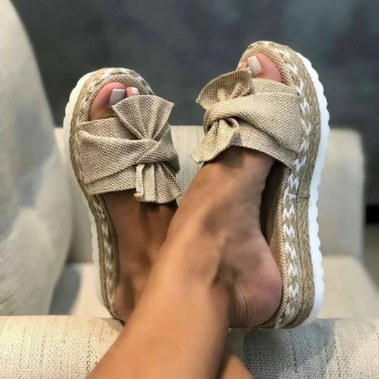 Wearclo | Women's Bow Platform Sandals