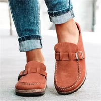 Wearclo | Vintage Buckle Casual Slip-On Flats