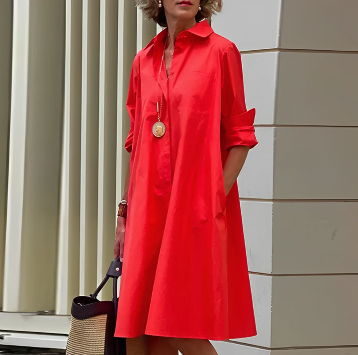 Wearclo | Women's Button-Down Shirt Dress with Belt