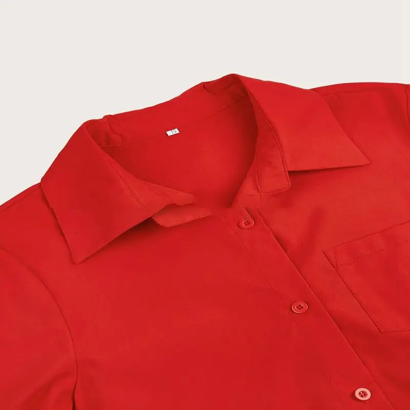 Wearclo | Women's Button-Down Shirt Dress with Belt