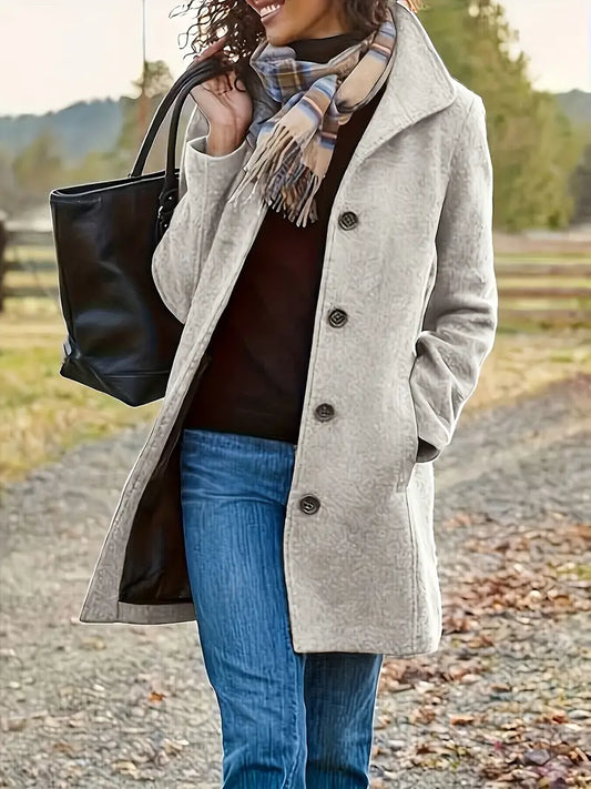 Wearclo | Women's Button-Front Lapel Collar Coat