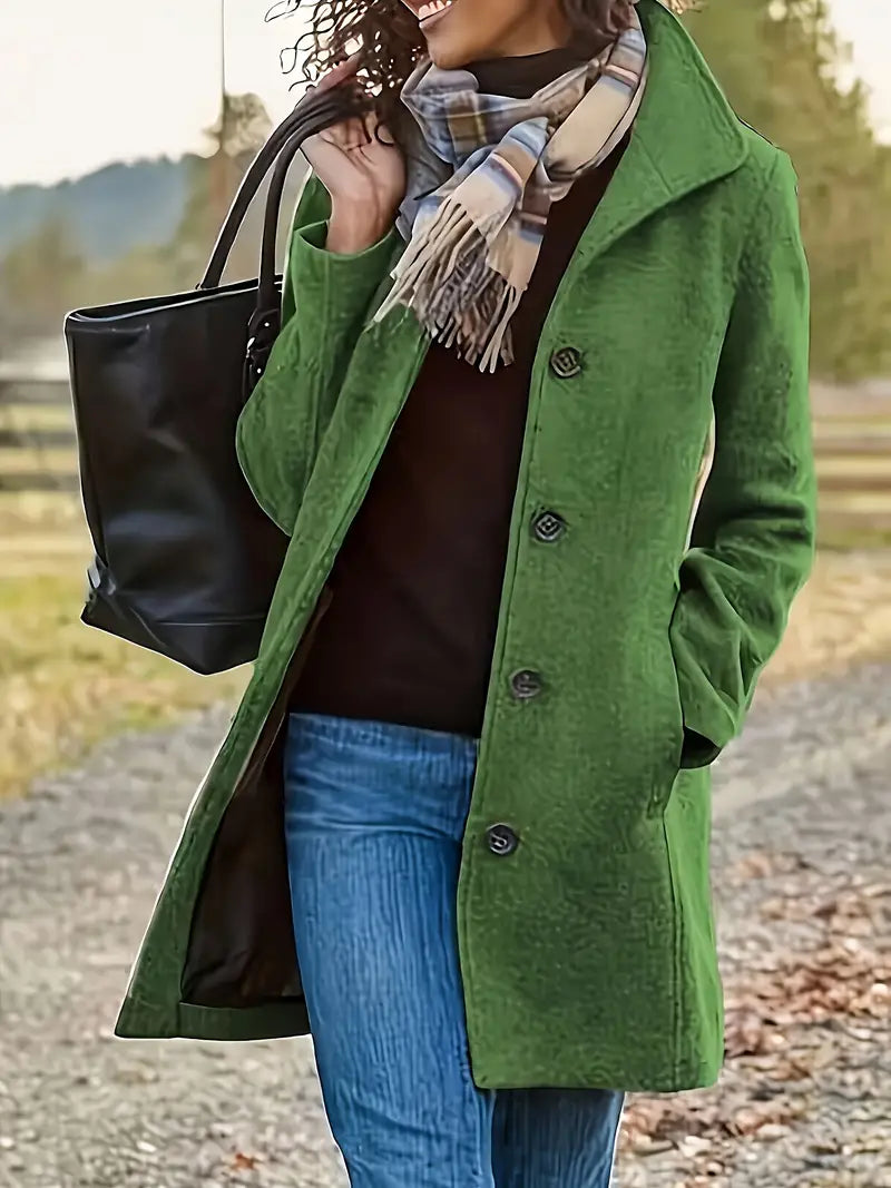 Wearclo | Women's Button-Front Lapel Collar Coat