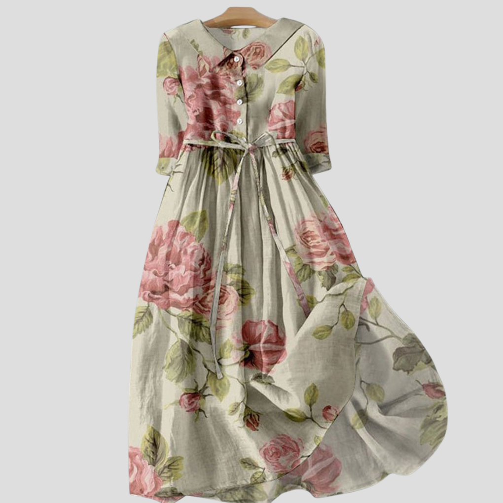 Wearclo | Women's Button-Front Midi Dress Floral Print