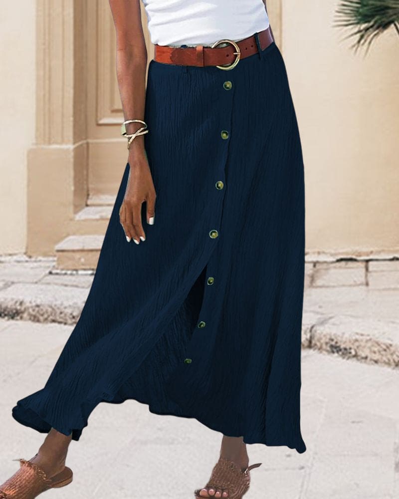 Wearclo | Women's Button-Front Midi Skirt