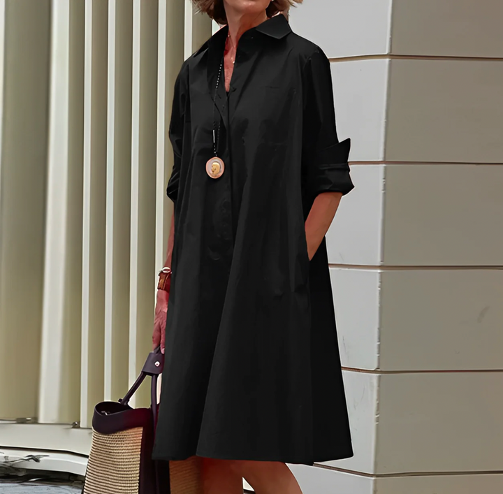 Wearclo | Women's Button-Up Shirt Dress with Collar