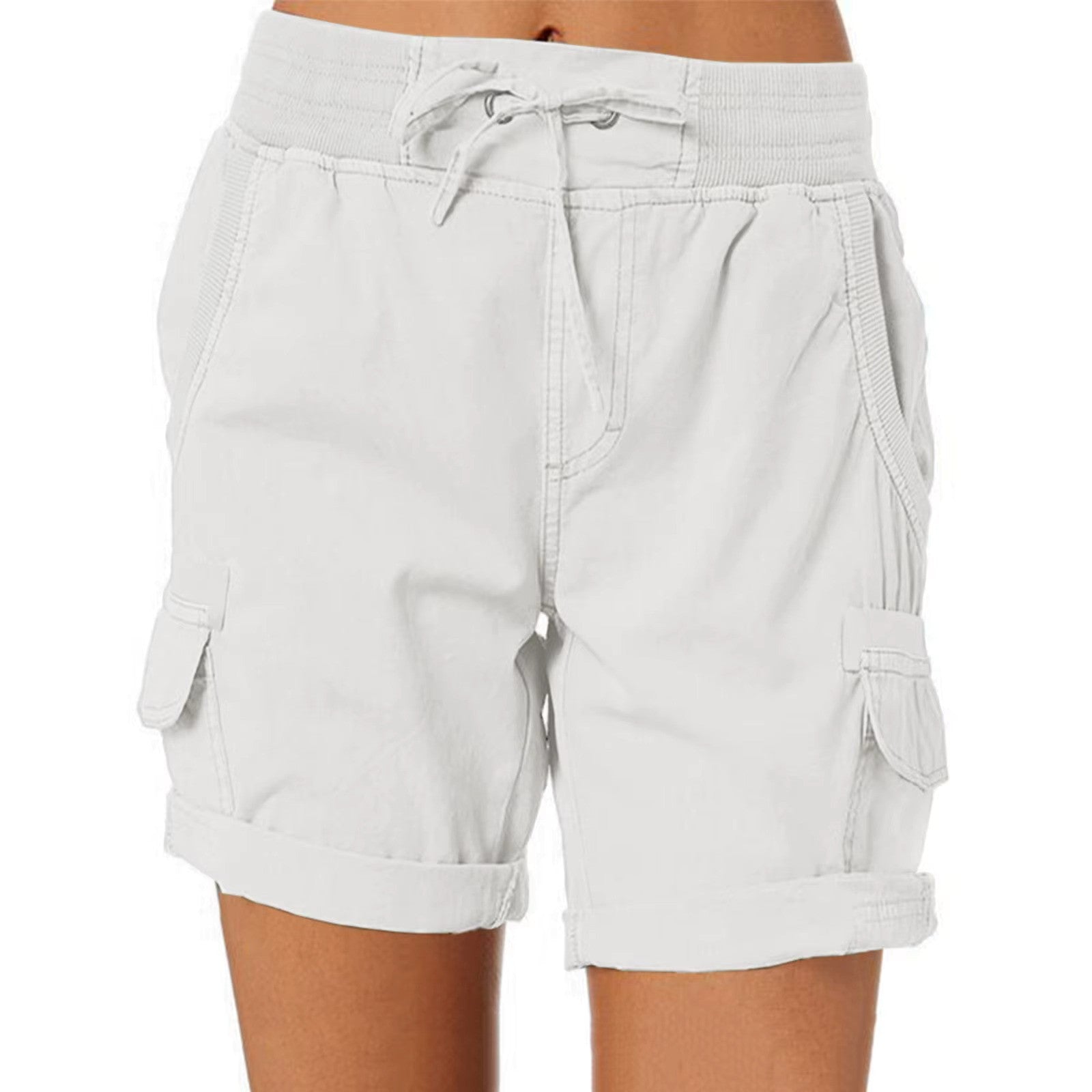 Wearclo | Women's Cargo Beach Shorts with Drawstring Waist