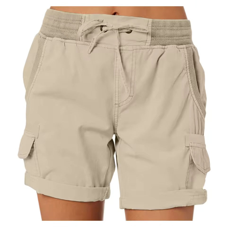 Wearclo | Women's Cargo Beach Shorts with Drawstring Waist