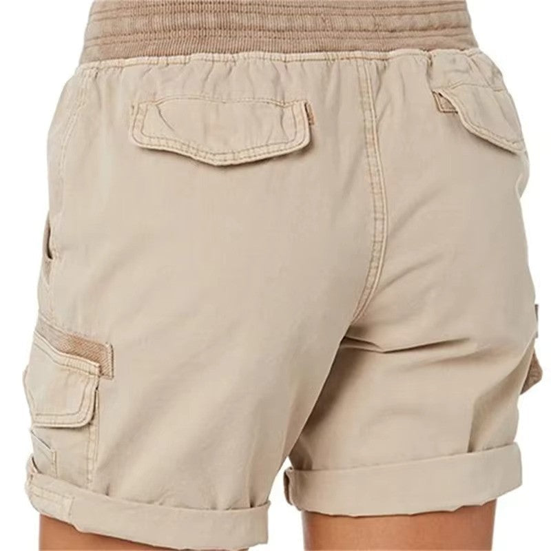 Wearclo | Women's Cargo Beach Shorts with Drawstring Waist