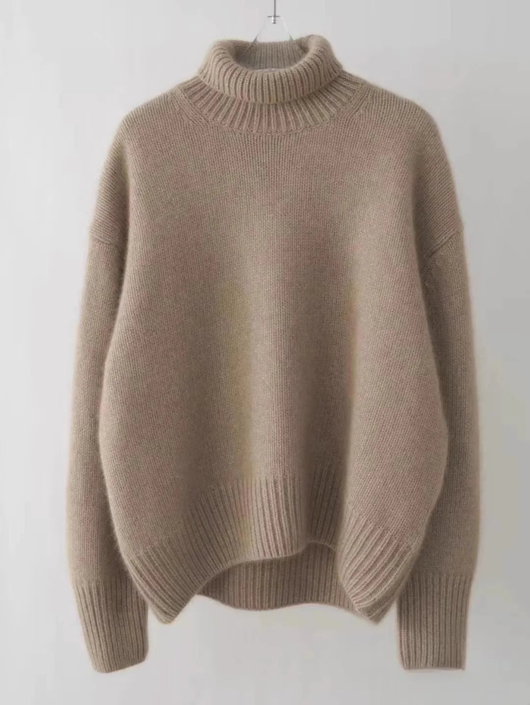Wearclo | Women's Cashmere Turtleneck Sweater Ribbed Cuffs