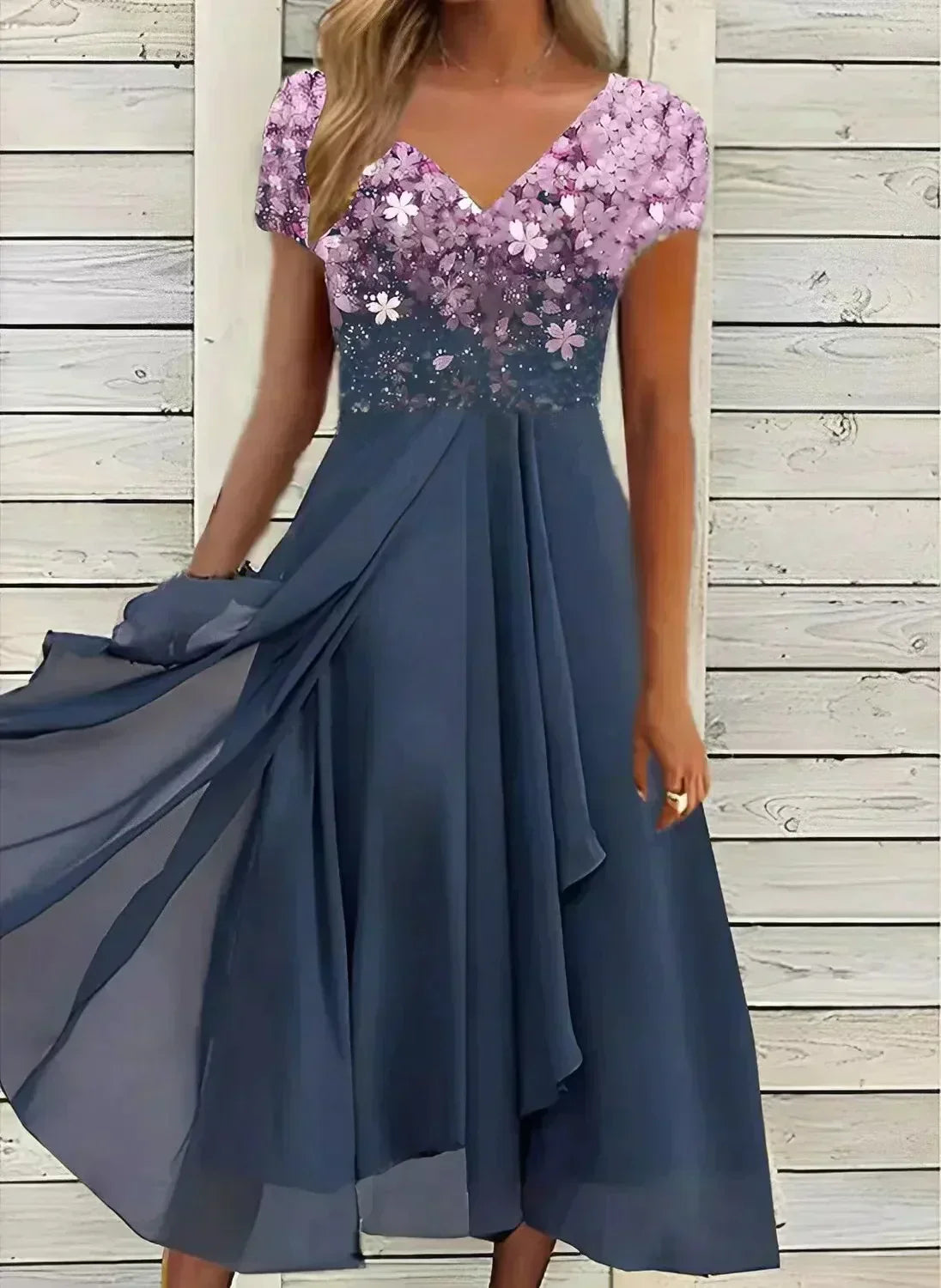 Wearclo | Women's Chiffon V-Neck Cocktail Dress