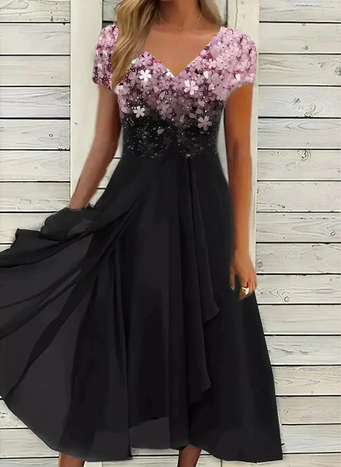 Wearclo | Women's Chiffon V-Neck Cocktail Dress