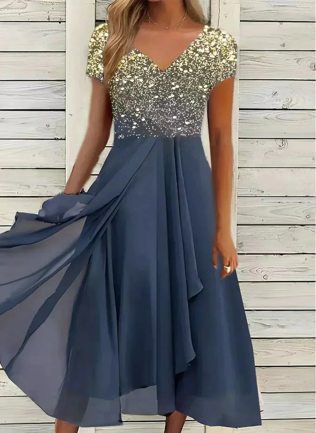 Wearclo | Women's Chiffon V-Neck Cocktail Dress