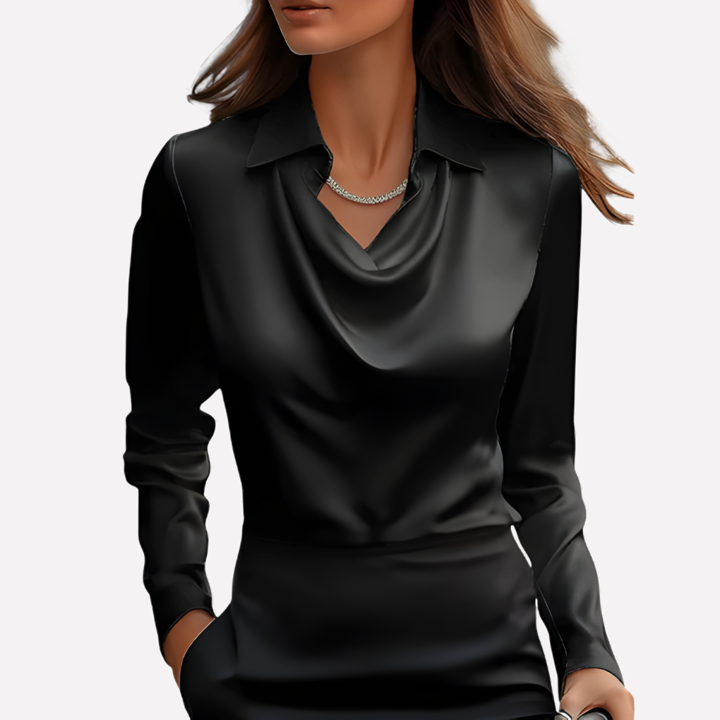 Wearclo | Women's Cowl Neck Blouse Long Sleeve