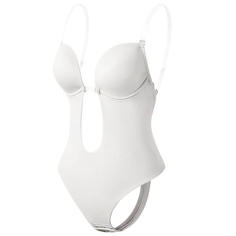 Wearclo | Women's Deep V Backless Bodysuit with Plunging Neckline