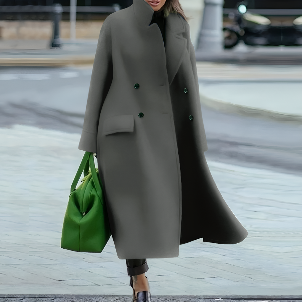 Wearclo | Women's Double-Breasted Long Coat