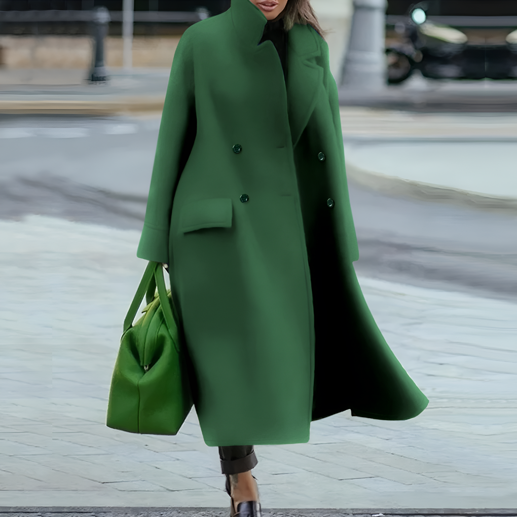 Wearclo | Women's Double-Breasted Long Coat