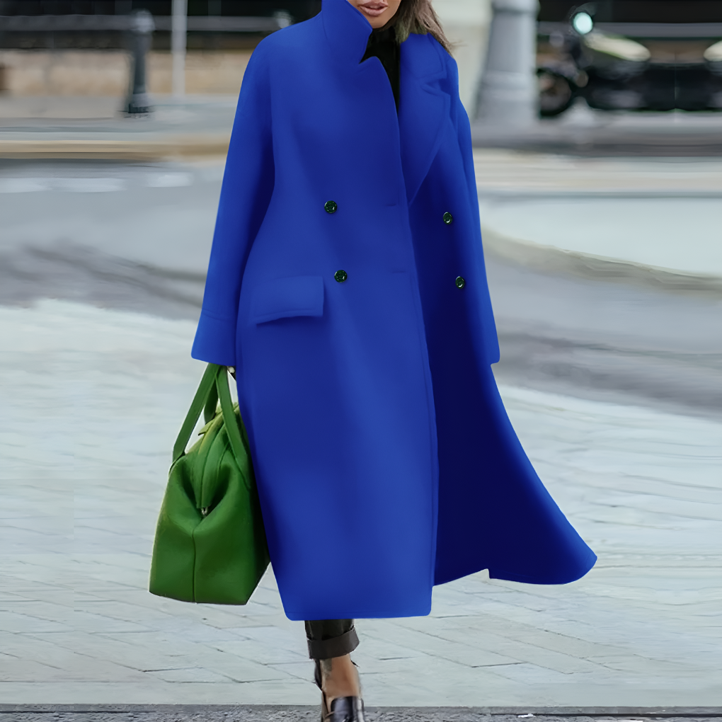 Wearclo | Women's Double-Breasted Long Coat