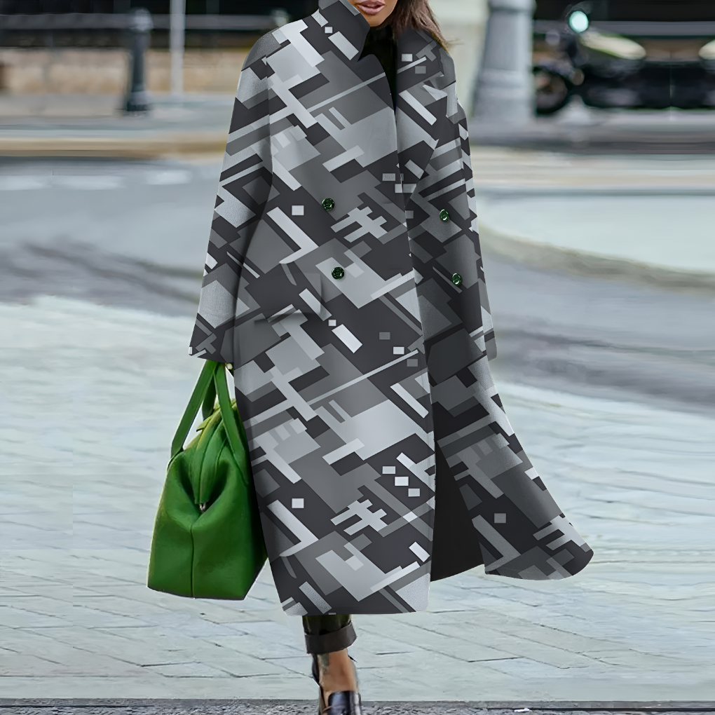 Wearclo | Women's Double-Breasted Long Coat
