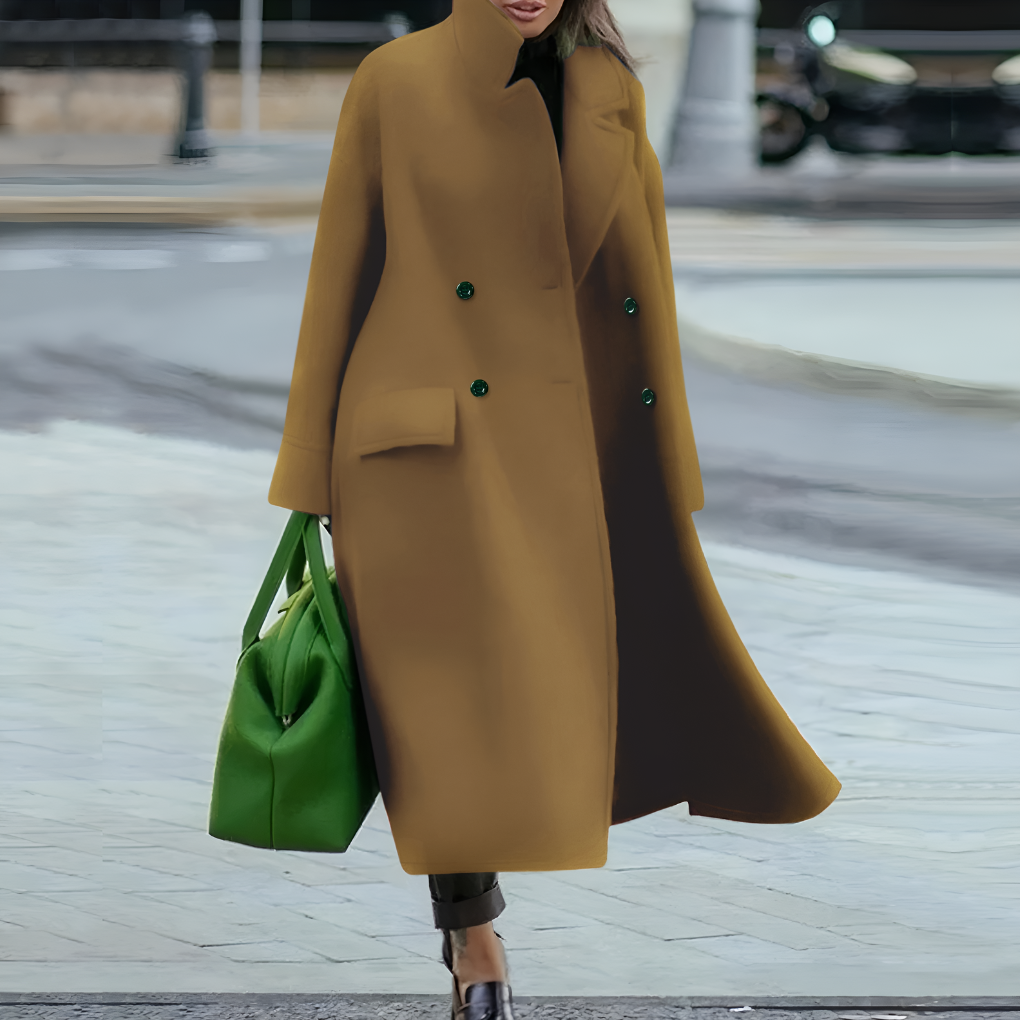 Wearclo | Women's Double-Breasted Long Coat
