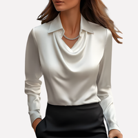 Wearclo | Women's Elegant Draped Neck Satin Blouse