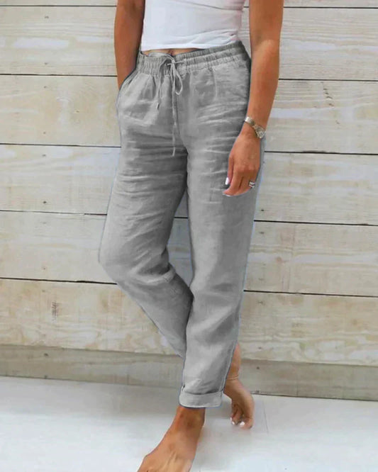 Wearclo | Women's Drawstring Linen Pants
