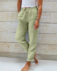 Wearclo | Women's Relaxed Fit Linen Drawstring Trousers