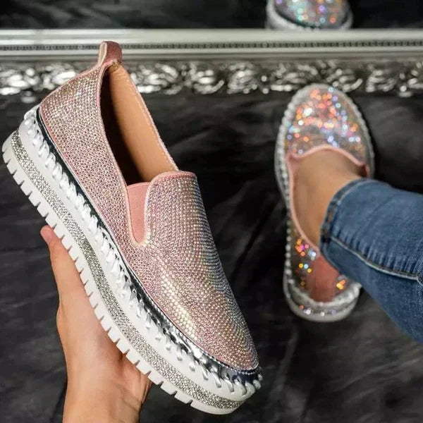 Wearclo | Women's Embellished Slip-On Sneakers