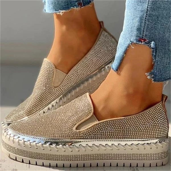 Wearclo | Women's Embellished Slip-On Sneakers