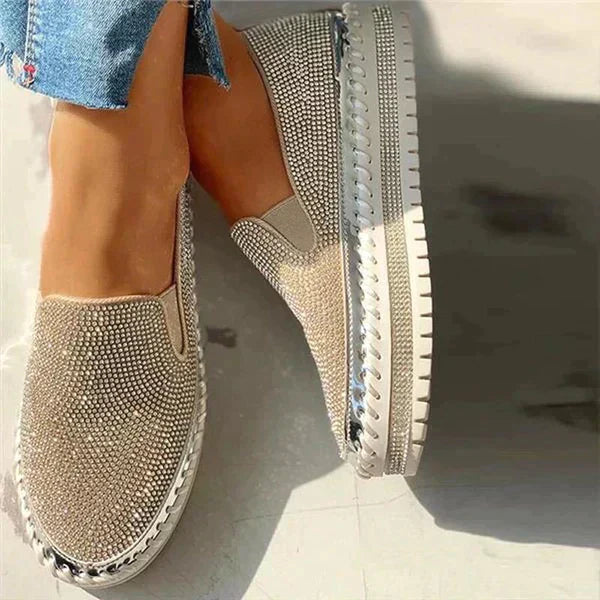 Wearclo | Women's Embellished Slip-On Sneakers