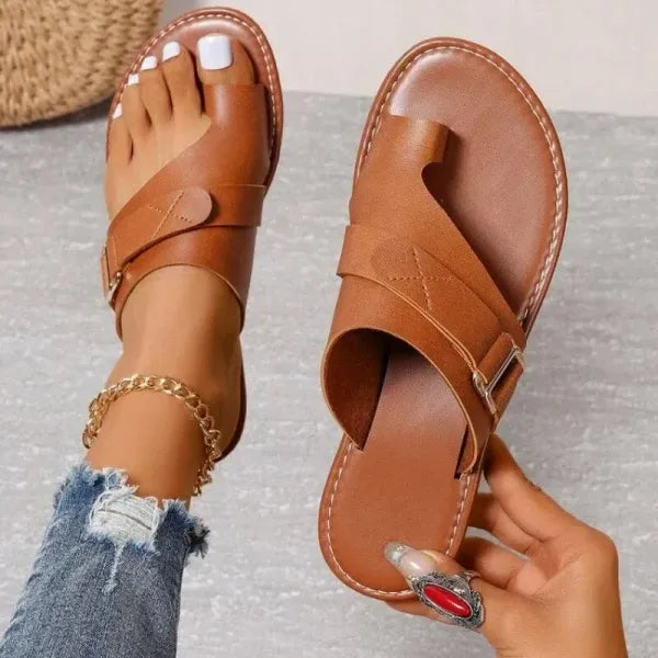 Wearclo | Women's Flat Thong Sandals with Adjustable Strap